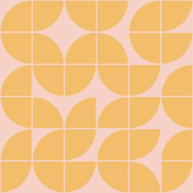 Yüzyılın ortalarında turuncu renklerde. Geometrik daire şekilleri. Kusursuz desen