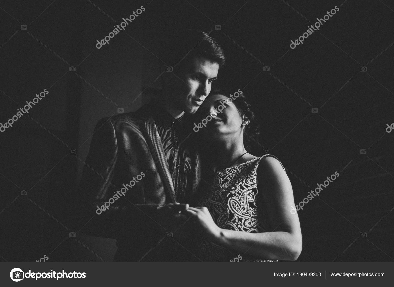 Romantic Couple Black Background Hugs Stock Photo C Mischenkod