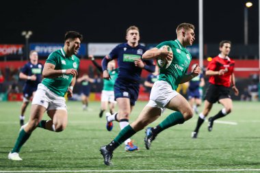 31 Ocak 2020, Cork, İrlanda: Jack Crowley İrlanda ile İskoçya arasında İrlanda Bağımsız Parkı 'nda oynanan 20 Yaş Altı Ulusun Altında maçında.