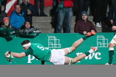 31 Ocak 2020, Cork, İrlanda: Thomas Ahern İrlanda ile İskoçya arasında İrlanda Bağımsız Parkı 'nda oynanan 20 Yaş Altı Ulusun Altında maçında.