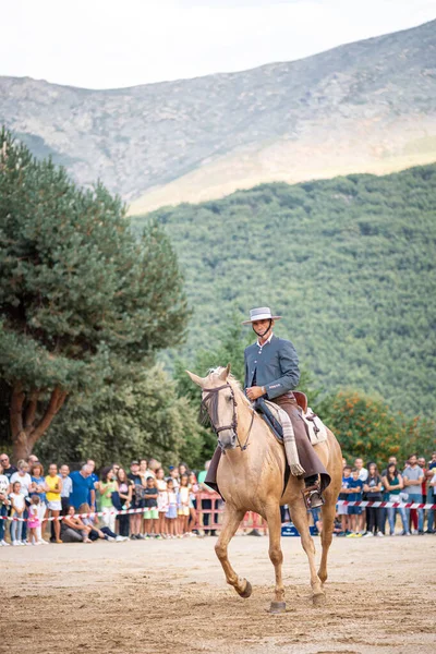 Montar Caballo Exposición Doma Danza Caballos Celebrada Ciudad Serranillos Avila — Foto de Stock