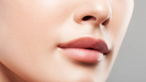 Anonymous Portrait Young Beautiful Girl Lips Close Beauty Skin Care — Stock Photo, Image