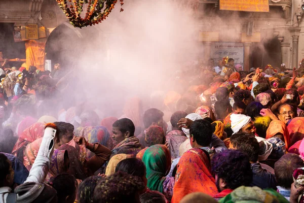 Barsana Uttar Pradesh Hindistan Mart 2020 Shri Tapınağındaki Holi Festivalinin — Stok fotoğraf