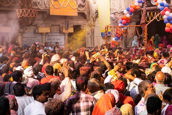 Barsana Uttar Pradesh Hindistan Mart 2020 Rhada Rani Tapınağındaki Holi — Stok fotoğraf