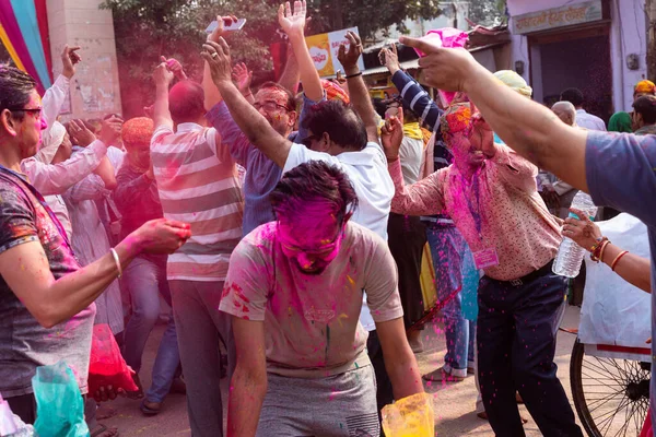 Barsana Uttar Pradesh India March 2020 Celebration Holi Festival Streets — Stock Photo, Image