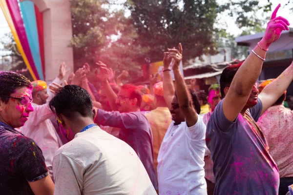 Barsana Uttar Pradesh Hindistan Mart 2020 Barsana Sokaklarında Holi Festivalinin — Stok fotoğraf