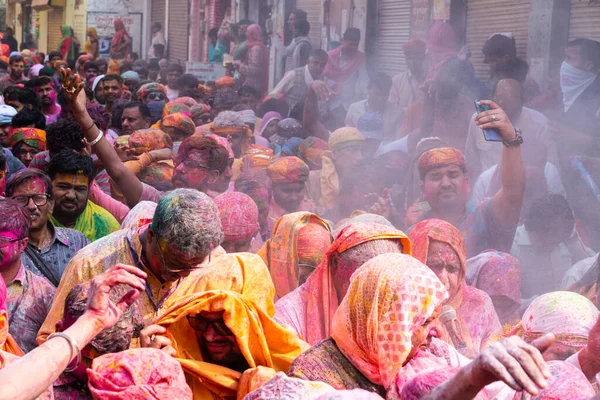 Barsana Uttar Pradesh Hindistan Mart 2020 Barsana Sokaklarında Holi Festivalinin — Stok fotoğraf