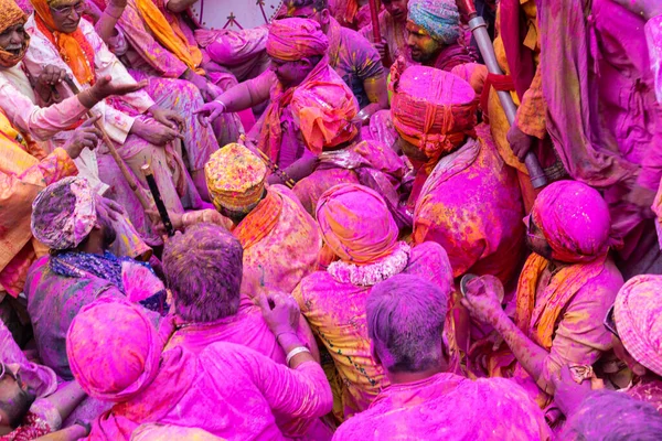 Barsana Uttar Pradesh Índia Março 2020 Celebração Festival Holi Nas — Fotografia de Stock