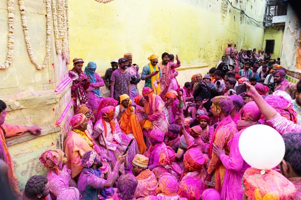 Barsana Uttar Pradesh Hindistan Mart 2020 Barsana Sokaklarında Holi Festivalinin — Stok fotoğraf
