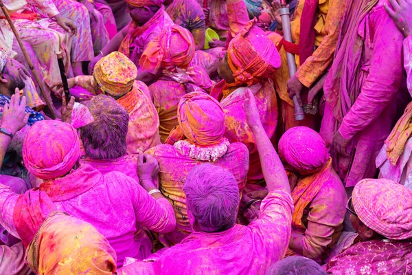 Barsana Uttar Pradesh Hindistan Mart 2020 Barsana Sokaklarında Holi Festivalinin — Stok fotoğraf