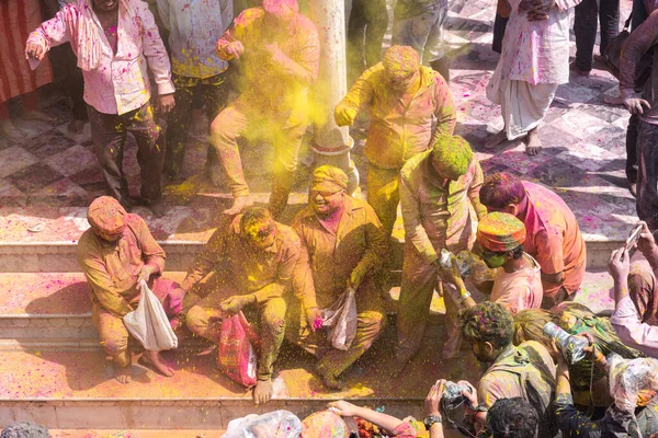 Nandgaon Uttar Pradesh India March 2020 Святкування Свята Холі Храмі — стокове фото
