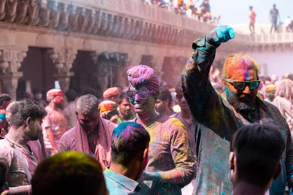 Nandgaon Uttar Pradesh Hindistan Mart 2020 Nand Bhavan Tapınağındaki Holi — Stok fotoğraf