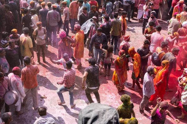 Nandgaon Uttar Pradesh India March 2020 Святкування Свята Холі Храмі — стокове фото