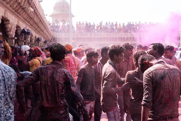 Nandgaon Uttar Pradesh Hindistan Mart 2020 Nand Bhavan Tapınağındaki Holi — Stok fotoğraf
