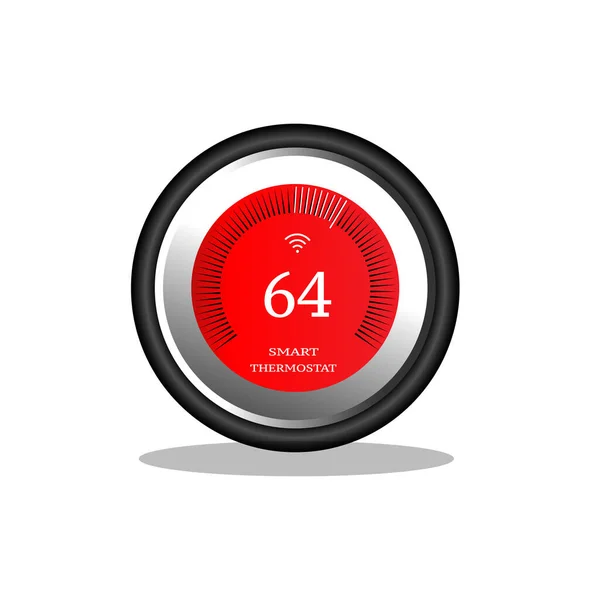 Modern Circle Thermostat Red Colour Shadow White Background Fahrenheit — Stock Photo, Image