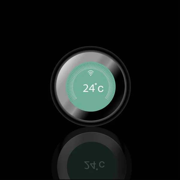 Modern Çember Termostatı Yeşil Pastel Renkli Gölge Siyah Arkaplan Celsius — Stok fotoğraf