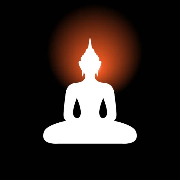 Silueta Buddha Oranžovou Aurou Černém Pozadí — Stock fotografie