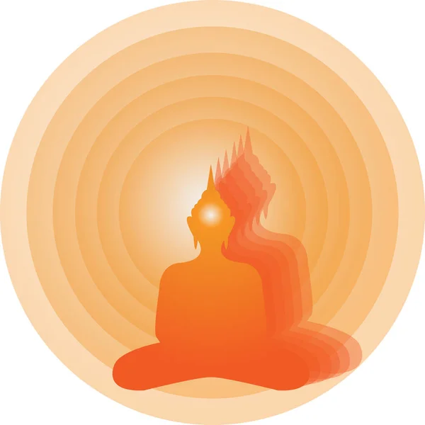 Sagoma Arancione Buddha Strati Con Aura Arancione — Foto Stock