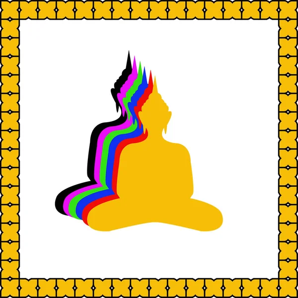 Silhouette Buddha Strati Con Sfondo Multicolore Bianco — Foto Stock
