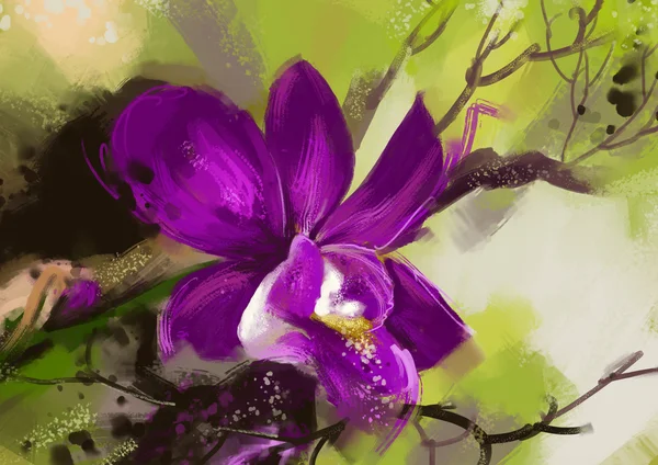Digitale Malerei Illustration. Purpurorchidee. je nach Baum. — Stockfoto