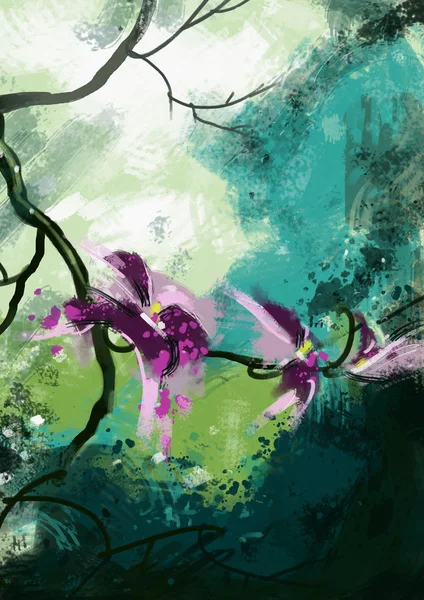 Ilustración de pintura digital. Ramo de orquídeas , — Foto de Stock
