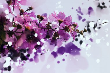 digital painting purple flowers watercolor style  clipart