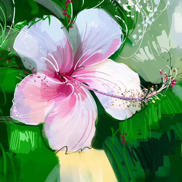 Ψηφιακή ζωγραφική ρόδινο hibiscus λουλουδιού. — Φωτογραφία Αρχείου