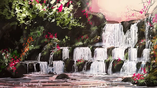 Painting Digital waterfall — Stock Photo, Image