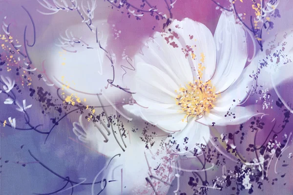 Digital Painting Flower white