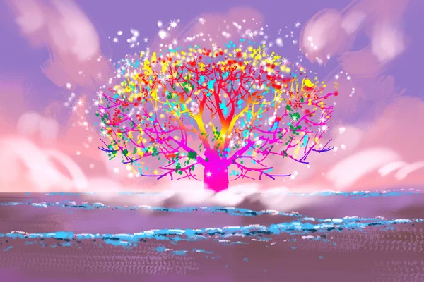 Dijital boyama ağaç — Stok fotoğraf