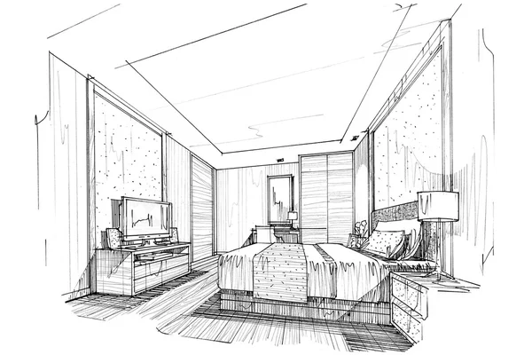 Sketch interior perspective — Stock Photo, Image