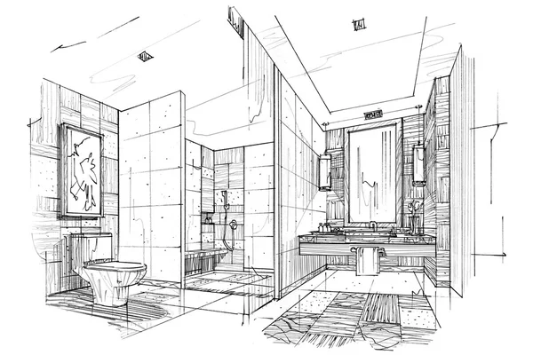 Sketsa perspektif interior — Stok Foto