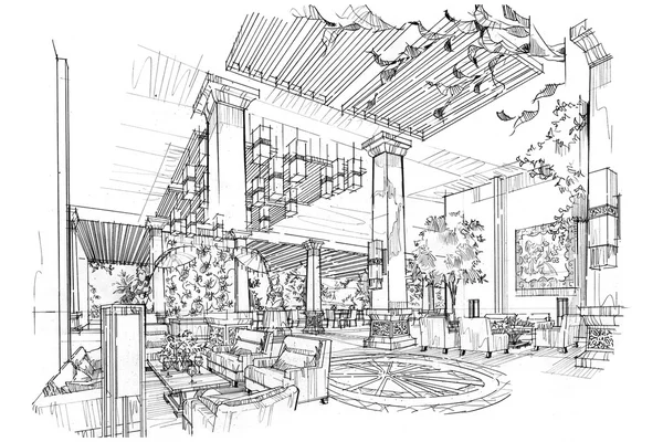 Sketch interior perspective — Stock Photo, Image