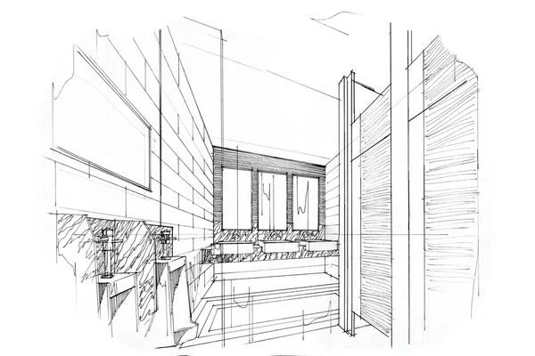 Sketch interior perspective — Stock Photo, Image