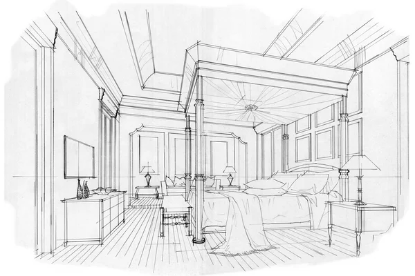 Sketch interior perspective — Stock Photo, Image