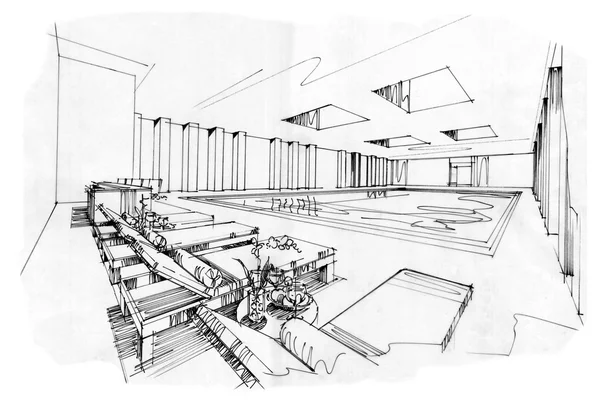 Sketch interior perspective — Stock Photo, Image