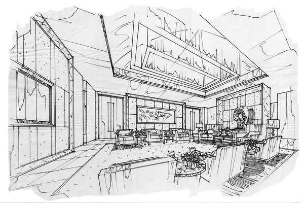 Sketch interior perspective — Stock Photo, Image