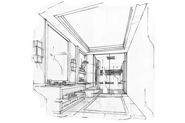 Sketch interior perspective — Stock Photo, Image