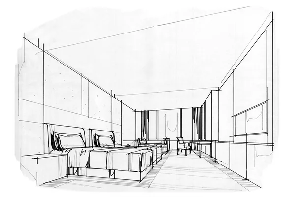 Sketch interior perspective — Stock Photo, Image