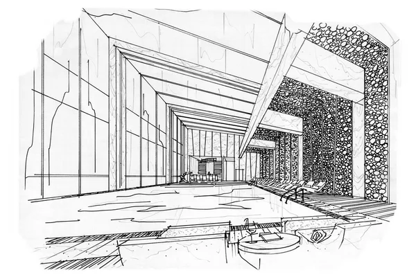 Sketch interior perspective — Stock Photo, Image