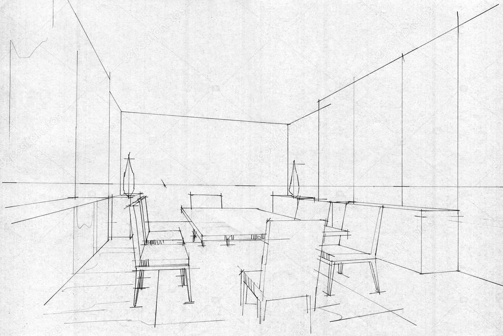 Sketch Interior Perspective Stock Photo C Last19 128762100