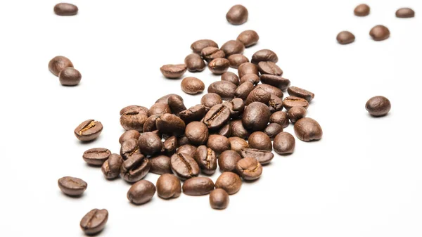 Coffee Beans Roasted White Background Copy Space Your Text — Stock Photo, Image