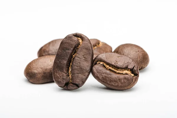 Set Fresh Roasted Coffee Beans Isolated White Background Coffee Beans — Stock Photo, Image
