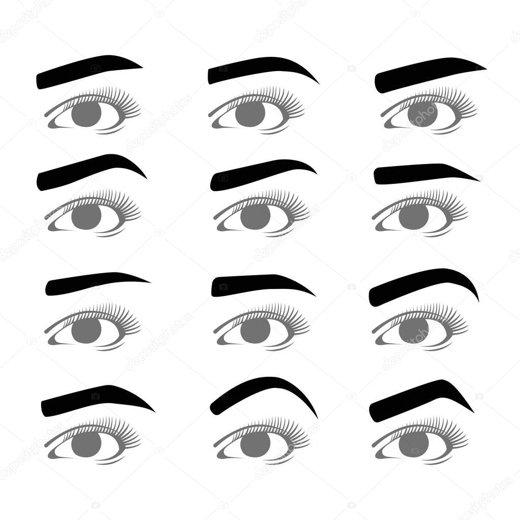 types of eyebrows set illustration eye disign