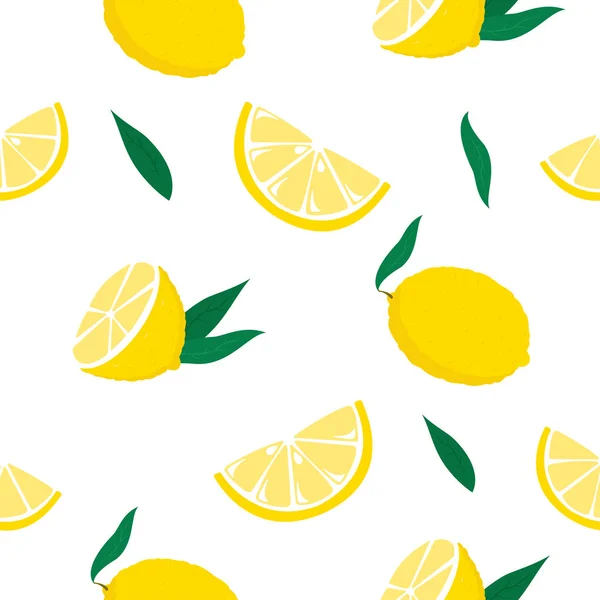 Бесшовный Рисунок Лимонов Белом Фоне — стоковый вектор