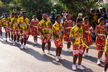 Margao, Goa / Hindistan - 23 Şubat 2020: Goa 'da düzenlenen Karnaval kutlamaları sırasında yüzen ve karakterler ve Goa' da turistik geziler