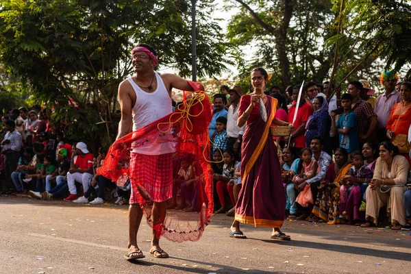 Margao Goa India Febr 2020 Úszik Karakterek Megjelennek Karnevál Ünnepségek — Stock Fotó