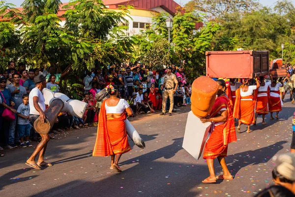 Margao Goa India Φεβρουάριος 2020 Επιπλέει Και Χαρακτήρες Που Εκτίθενται — Φωτογραφία Αρχείου