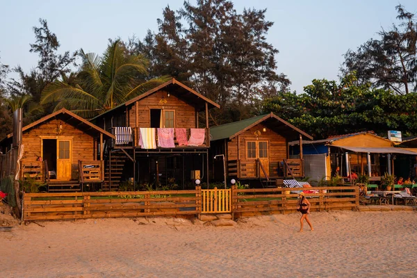 Agonda Beach Goa India Február 2020 Kaukázusi Turisták Családok Pihentető — Stock Fotó