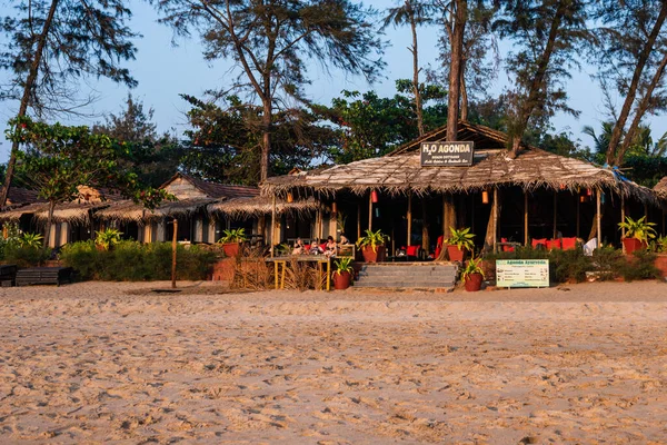 Agonda Beach Goa India Febrero 2020 Turistas Familias Caucásicas Relajan — Foto de Stock